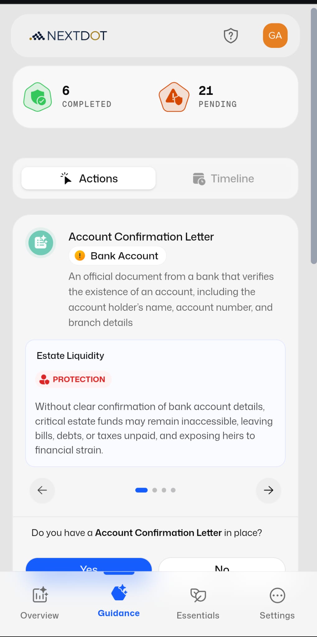 NextDot Guidance Screen